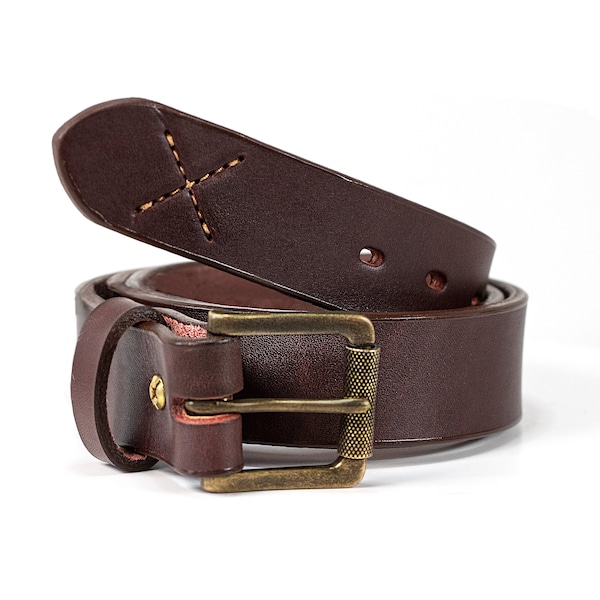 EDC-BLT-30-BUR, Full-Grain Leather, Burgundy, 30 in
